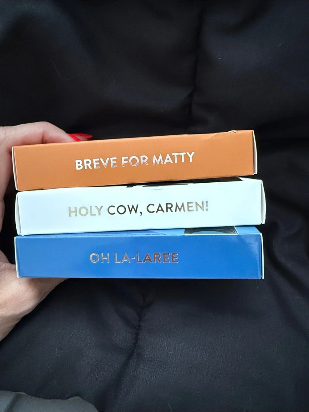 Red Aspen Nail Dashes Press-On Nail Set - Blue, Cow Print, and Tan Medium Square